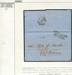 CORFU - TRIEST - VAPORE - 14.12.1858. Schiffspost-Brief von Korfu ...