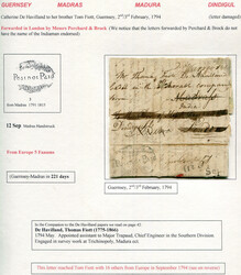INDIEN - MADRAS - MADURA - DINDIGUL - POST NOT PAID - GUERNSEY - 221 ...