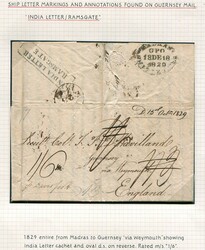 INDIEN - MADRAS - GUERNSEY - SHIP LETTER - KANALINSEL - DE HAVILLAND ...