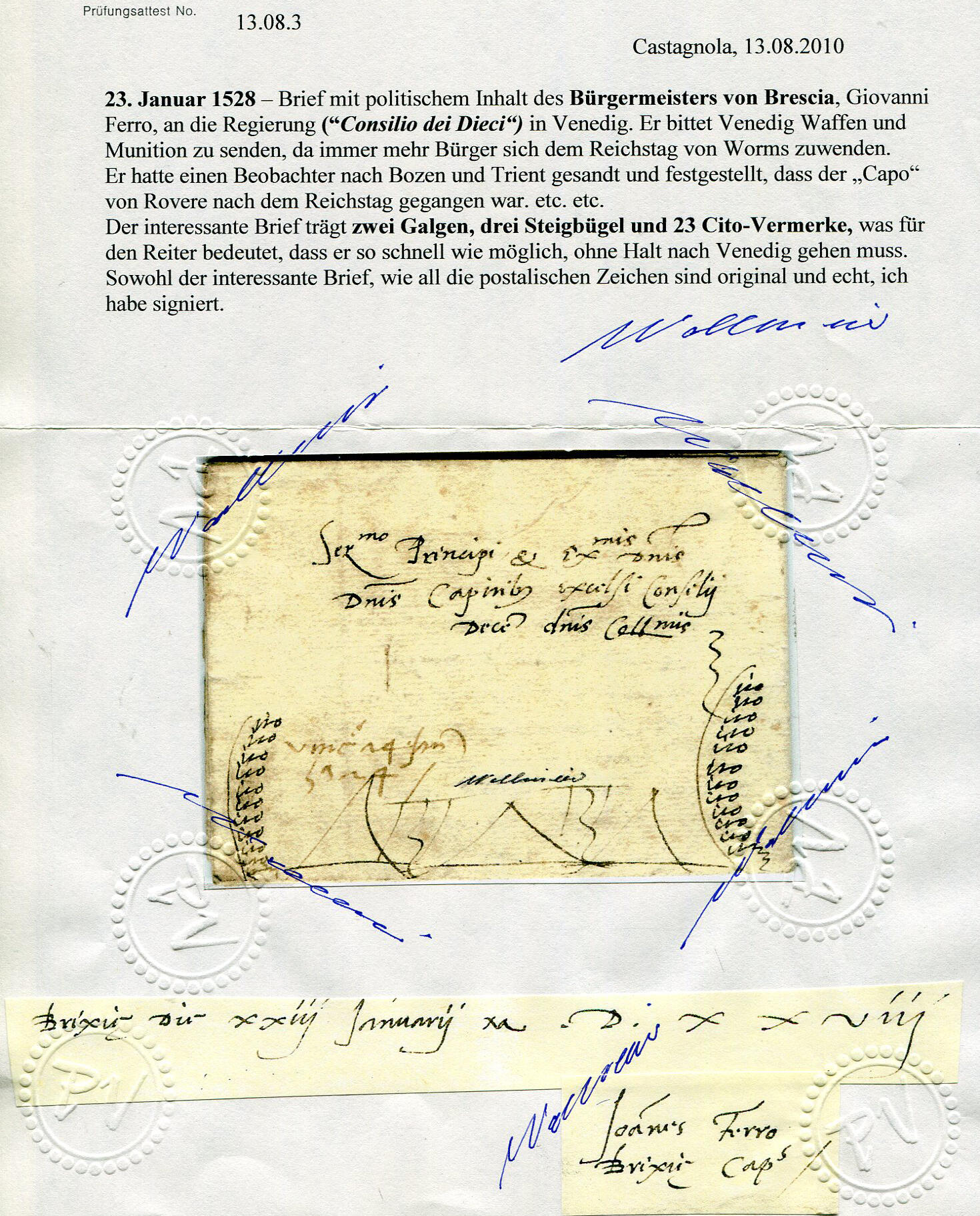 Image 1 for lot number 413 for Just-Prephilately 8th Auction Pre-philately & postal history