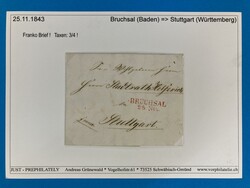 BADEN - BRUCHSAL - STUTTGART - WÜRTTEMBERG - 25.11.1843. ...
