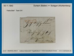 BADEN - BRUCHSAL - STUTTGART - WÜRTTEMBERG - 5.11.1843. Franko-Brief ...