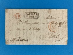 AARGAU - AARAU - BASEL - PARIS - 12.7.1848. Auslands Franko-Brief von ...