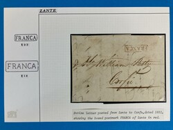 IONISCHE INSELN - ZANTE - CORFU - 21.11.1821. Franko-Brief von Zante ...