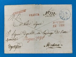LV - ROVIGO - MODENA - 12.3.1850. Sehr dekorativer Franko-Brief von ...