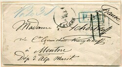 LITAUEN - MITAU - MENTON - MONACO - TAXSTEMPEL - 8.12.1862(?). ...