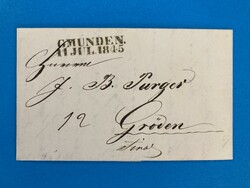 ÖSTERREICH - GMUNDEN - GRÖDEN - TIROL - 11.7.1845. Porto-Brief von ...