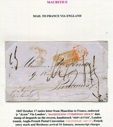 MAURITIUS - PORT LOUIS - BORDEAUX - POST OFFICE - SCHIFFSPOST - 17.10 ...