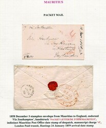MAURITIUS - HASTINGS - LONDON PAID - PACKET LETTER - SCHIFFSPOST - 3 ...