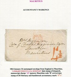 MAURITIUS - LOMBARD STREET - LONDON - TAXSTEMPEL - SCHIFFSPOST - 26.1 ...