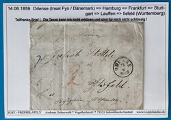 WÜRTTEMBERG - ILSFELD - ODENSE - INSEL FYN - DÄNEMARK - 14.6.1859. ...