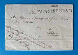 HOLLAND - MUNNIKENDAM - EDAM - 8.8.1814. Portofreier Brief von ...