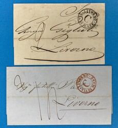 2 Bfe. - SARDINIEN - GENUA - LIVORNO - VIA DIE MARE - 29.12.1856 / 18 ...