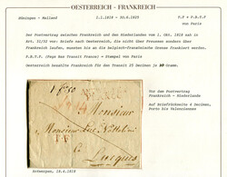 HERZOGTUM LUCCA - ANTWERPEN - FRANKREICH - 18.4.1818. Franko-Brief ...