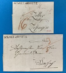 2 Bfe. - SCHWEIZ - ST. GALL et ROUTE - ALTSTÄTTEN - WATTWIL - ...