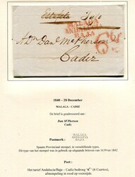 SPANIEN - MALAGA ANDALUCIA BAJA - CADIZ - ESTAFETA - 28.12.1840. ...