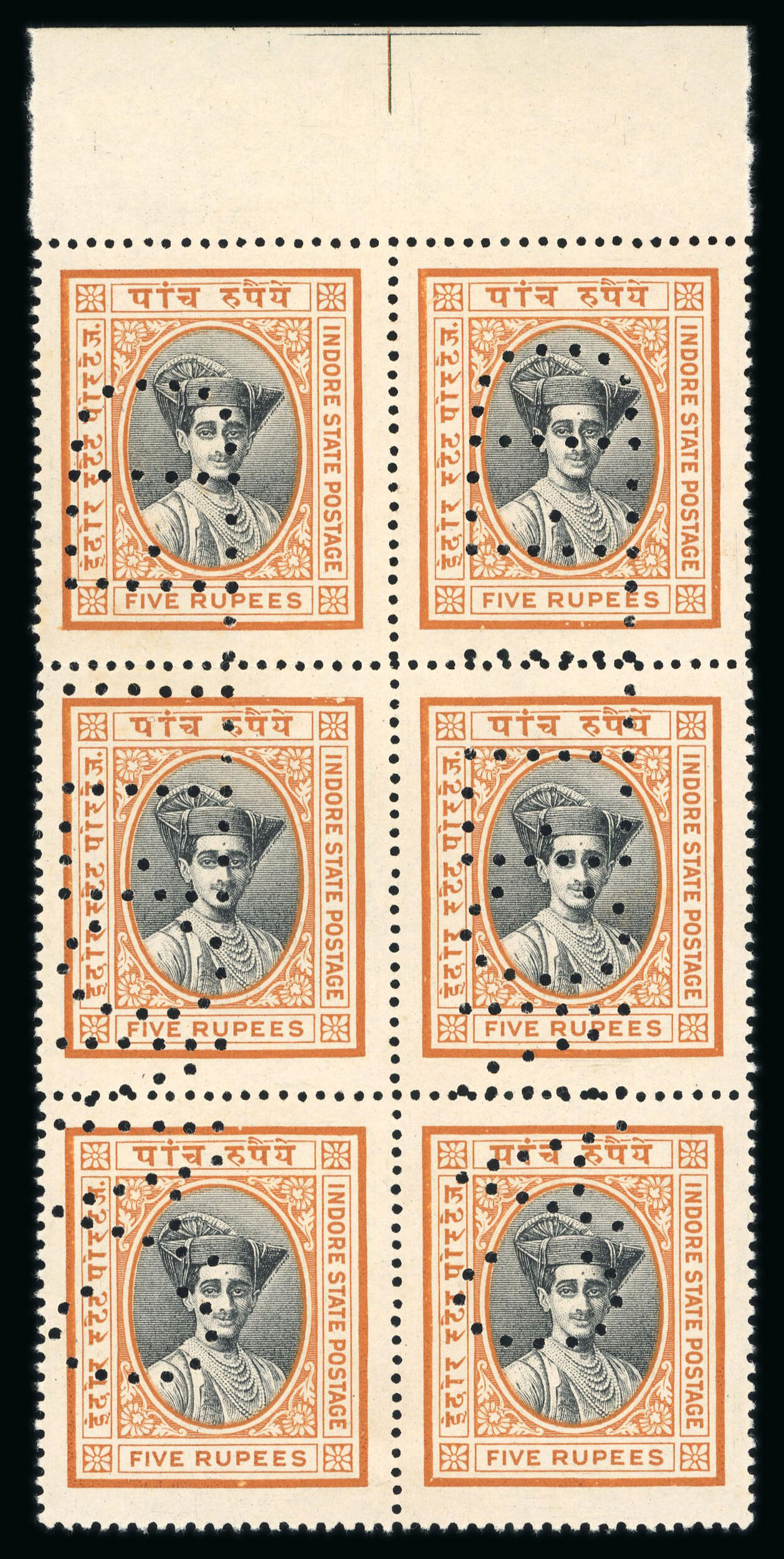 1927 issue with "CANCELLED" perfins in blocks of eight for SG 16-18, ...