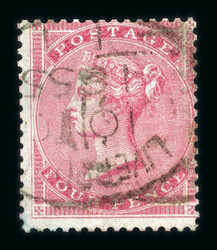 1855-57 4d. carmine on slightly blued paper, fine used with part ...