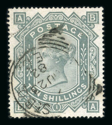 1867-83 Maltese Cross 10s greenish grey used with part squared circle ...