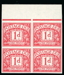 1936-37 1d red imperf. imprimatur block of four from the top of the ...