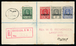 1923, First issue registered cover franked 1/2d to 2 1/2d from ...