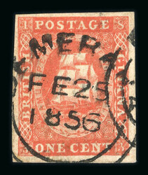 1853 1c vermilion (original printing) used, pos.5, with fine to very ...
