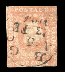 1853-59 1d dull red (type A) with fine strike of the "A 5 C" cds of ...