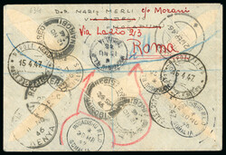 1946 (13 SP) registered cover to Mahe, Seychelles franked E.A.F. 2d ...