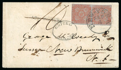 THE ONLY KNOWN NEW BRUNSWICK COVER USED AT NEW YORK 1856 Envelope ...