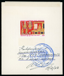 1988 0.50R values affixed to small recessed card tied by Russian ...