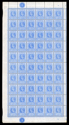 1904-6 2 1/2d bright blue complete pane of 60 stamps with complete ...