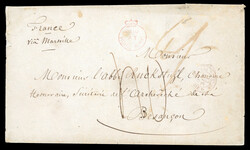 1856 (Jul 23) envelope to France with very fine strike of the Crown ...