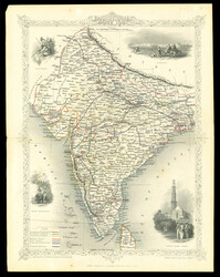 1800s pair of maps, incl. map of India by John Tallis & Co. London ...