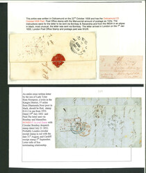 1830-50s pre-stamp mail all with framed date stamps either in black ...