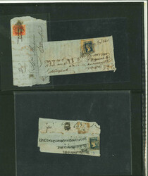 1854 Lithograph postal history group with six complete Half Anna ...