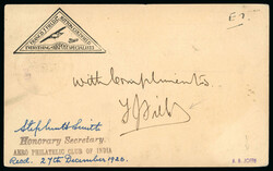 1926, Stephen Smith airmail card, from Zurich 28.11 1926, bearing ...