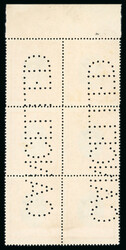 1927 issue with "CANCELLED" perfins in blocks of eight for SG 16-18, ...