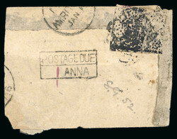 1877-78 1/2a black in oil colour on native paper used on small part ...