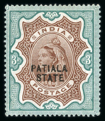 1891-96 3r brown and green, type 3 opt mint with large part o.g., ...