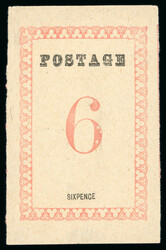 1886 6d rose, POSTAGE 29 1/2mm and without stops, without handstamp, ...