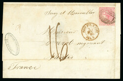 1860-63 4d. rose on 1860 (Apr 7) outer wrapper to Nantes, France, ...