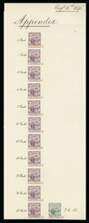 1900-05 Arms issue, De La Rue Appendix sheet date Aug 12 1895 mounted ...