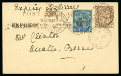 1910 (10 Jan.) 2c. brown card, uprated with 1904-07 15c black and ...