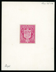 1908 Arms 3R in pink, attractive essay of an unissued design with ...