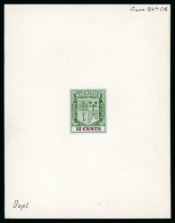 1908 Arms 12c essay of the accepted design for the 1910 issue, with ...