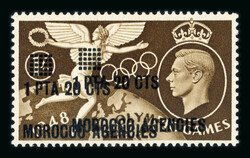 1948 Olympics 1p20c on 1s with variety surcharge double, mint l.h., ...