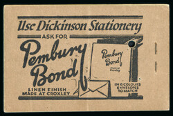 Booklet: 1928 2s specimen booklet (panes with bars and adverts on ...