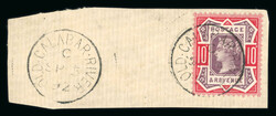 1890 10d Jubilee tied by "OLD CALABAR RIVER" code C cds on large ...