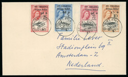 1961 Tristan Relief surcharge set of four on 1961 (Oct 12) envelope ...