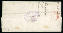 1880 (May 28) wrapper to England with 1864-76 (1s) deep orange perf ...